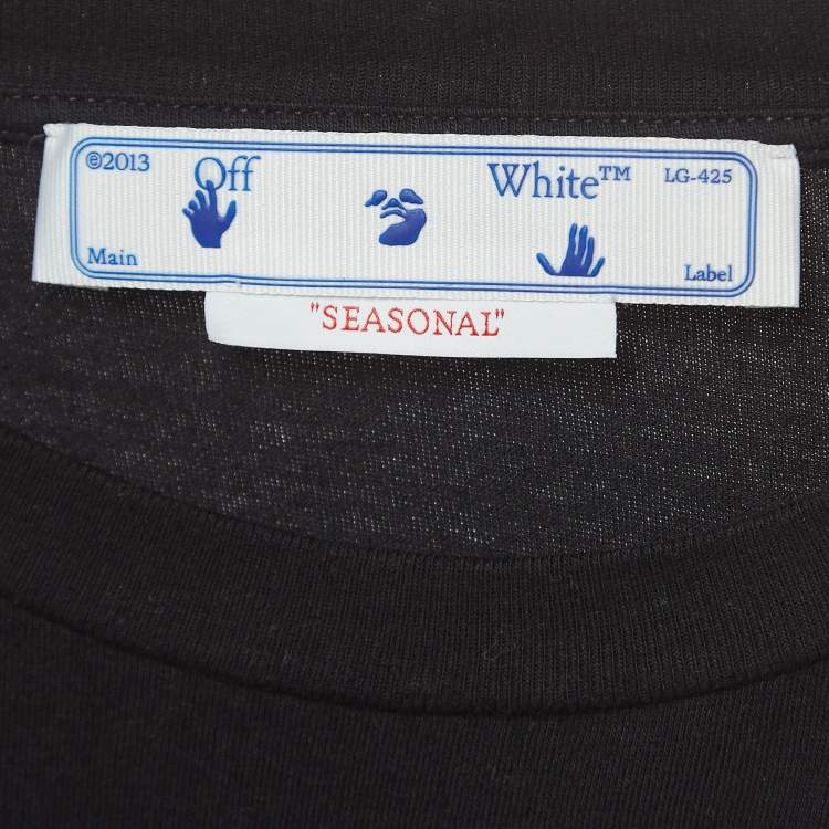 مملوكة مسبقًا Off-White Black Embroidered Cotton Crew Neck T-Shirt XS