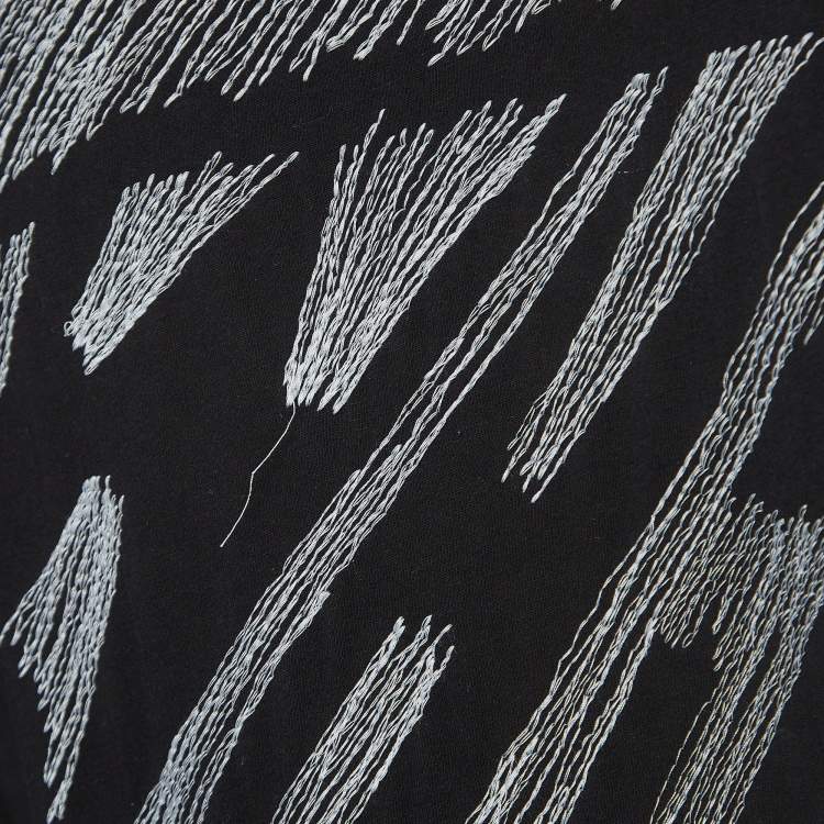 مملوكة مسبقًا Off-White Black Embroidered Cotton Crew Neck T-Shirt XS