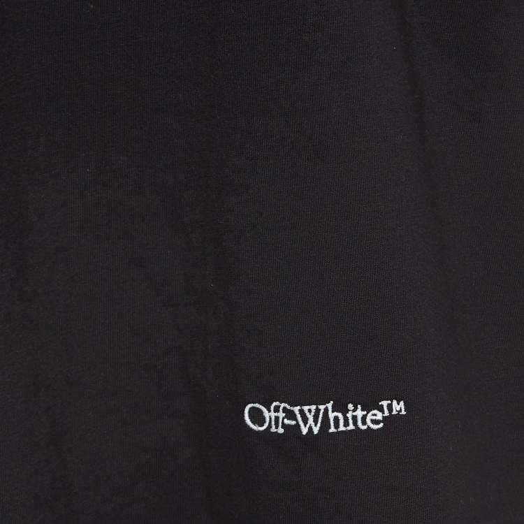 مملوكة مسبقًا Off-White Black Embroidered Cotton Crew Neck T-Shirt XS