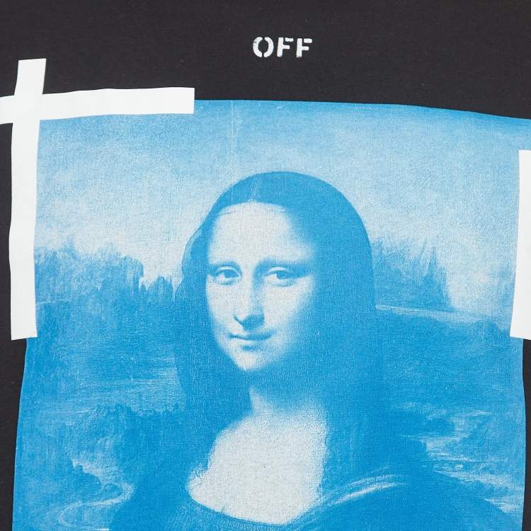 Pre Owned Off-White Black Monalisa Print Cotton Crew Neck T-Shirt XS