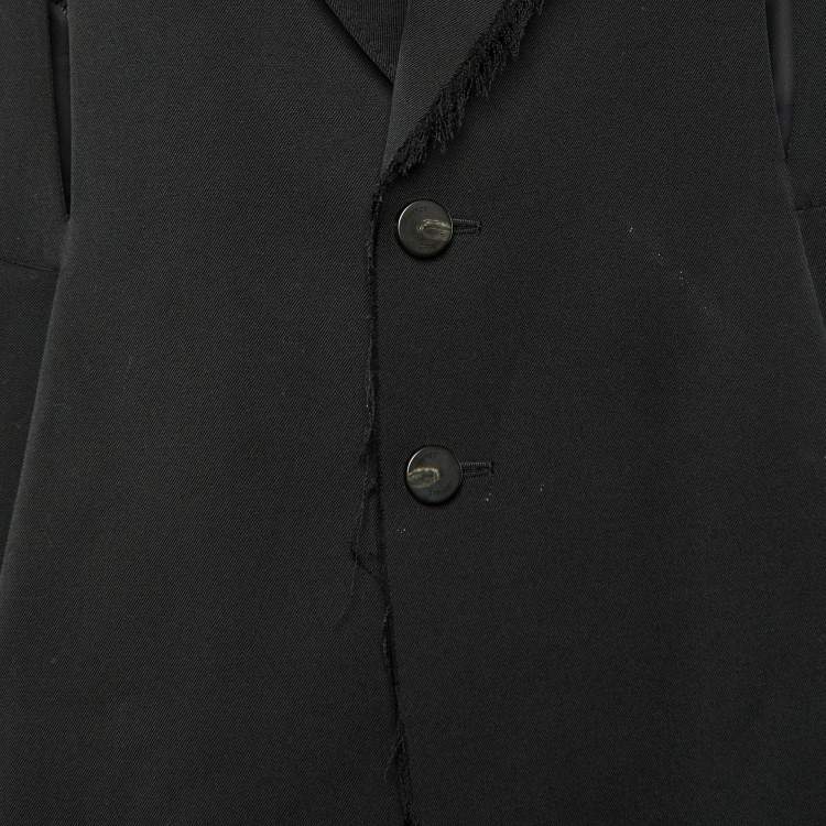 Pre Owned Off-White Black Wool Blend Cut-Out Detail Oversized Jacket L