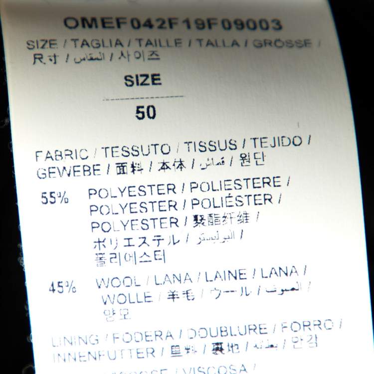 Pre Owned Off-White Black Wool Blend Cut-Out Detail Oversized Jacket L