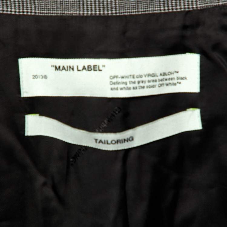 Pre Owned Off-White Black Checked Cotton & Wool Cut-Out Detail Oversized Jacket M