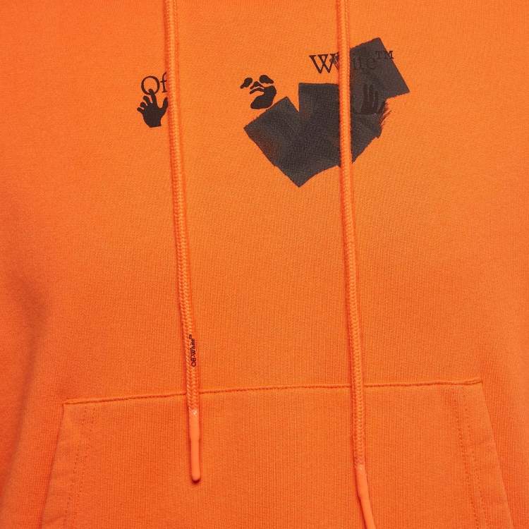 Pre Owned Off-White Orange Jumbo Arrow Printed Cotton Hoodie XS
