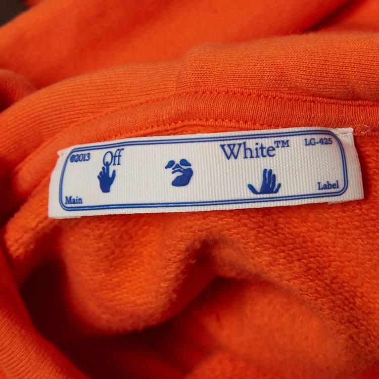 Pre Owned Off-White Orange Jumbo Arrow Printed Cotton Hoodie XS