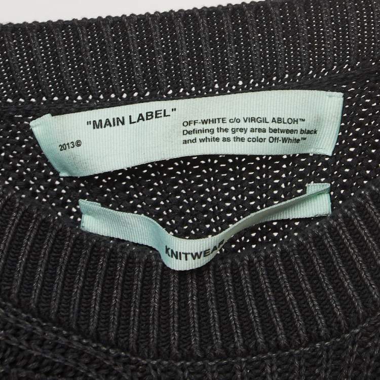 Pre Owned Off-White Charcoal Black Knit Flamed Bart Print Sweater M