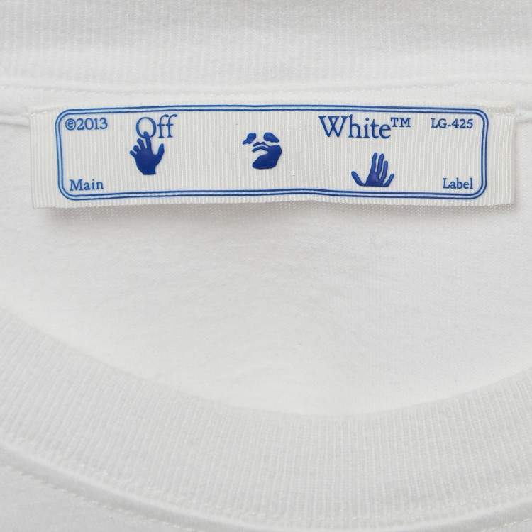 Pre Owned Off-White White Graphic Logo Print Cotton Half Sleeve T-Shirt S