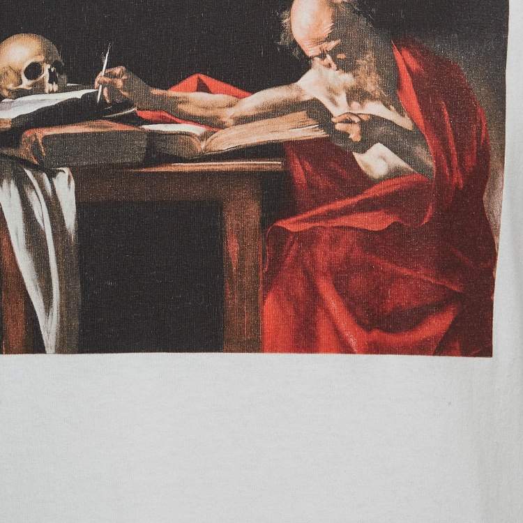 Pre Owned Off-White White Graphic Logo Print Cotton Half Sleeve T-Shirt S