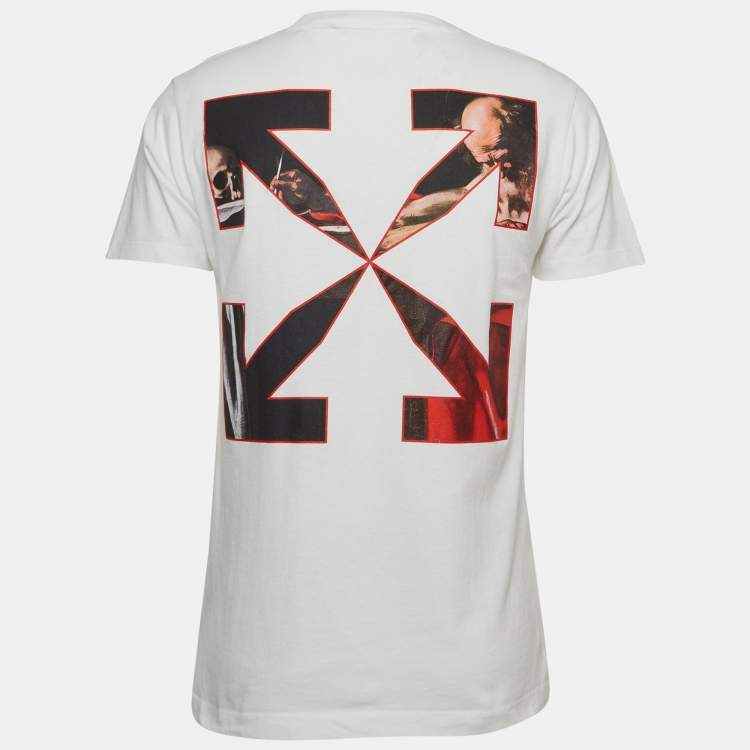 Pre Owned Off-White White Graphic Logo Print Cotton Half Sleeve T-Shirt S