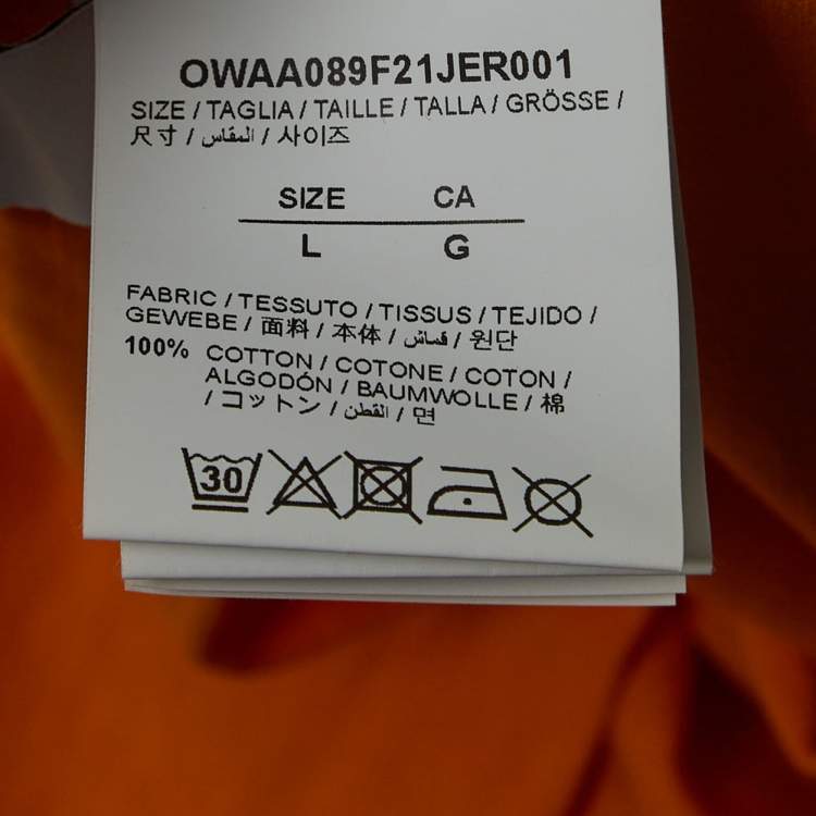 Pre Owned Off-White Dark yellow Logo Print Cotton Half Sleeve T-Shirt L