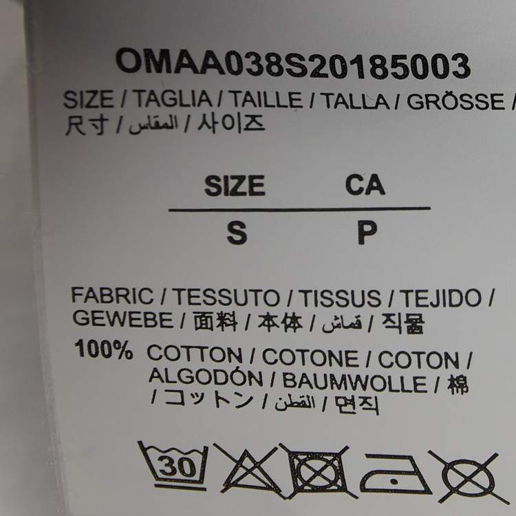 Pre Owned Off-White White Airport Tape print Cotton Half Sleeve T-Shirt S