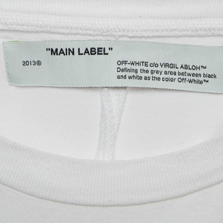 Pre Owned Off-White White Airport Tape print Cotton Half Sleeve T-Shirt S