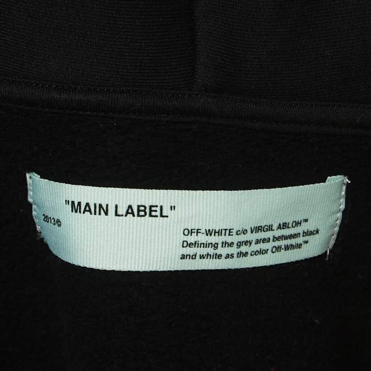 مملوكة مسبقًا Off-White Black Logo Print Cotton knit Zip Front Hooded Jacket L