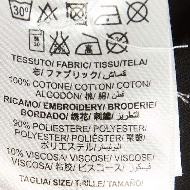 Pre Owned Off-White Black Leaf Embroidered Cotton Crew Neck T-Shirt M