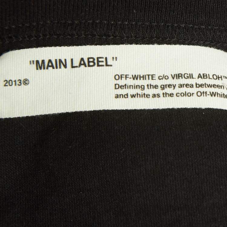 Pre Owned Off-White Black Leaf Embroidered Cotton Crew Neck T-Shirt M