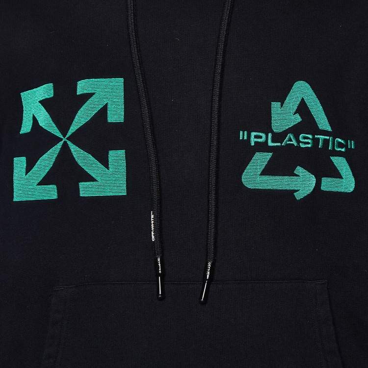 Pre Owned Off-White Black Cotton Universal Key Embroidered Hoodie M