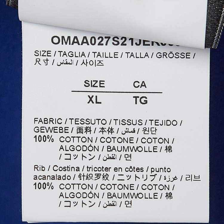 Pre Owned Off-White Blue Logo Print Cotton T-Shirt XL