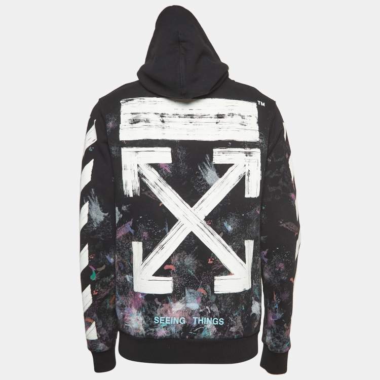 Pre Owned Off-White Black Galaxy Brushed Cotton Zip-Up Hoodie S