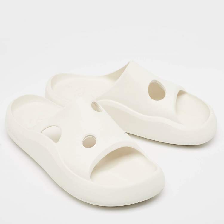 Pre Owned Off-White White Rubber Meteor Pool Slides Size 39