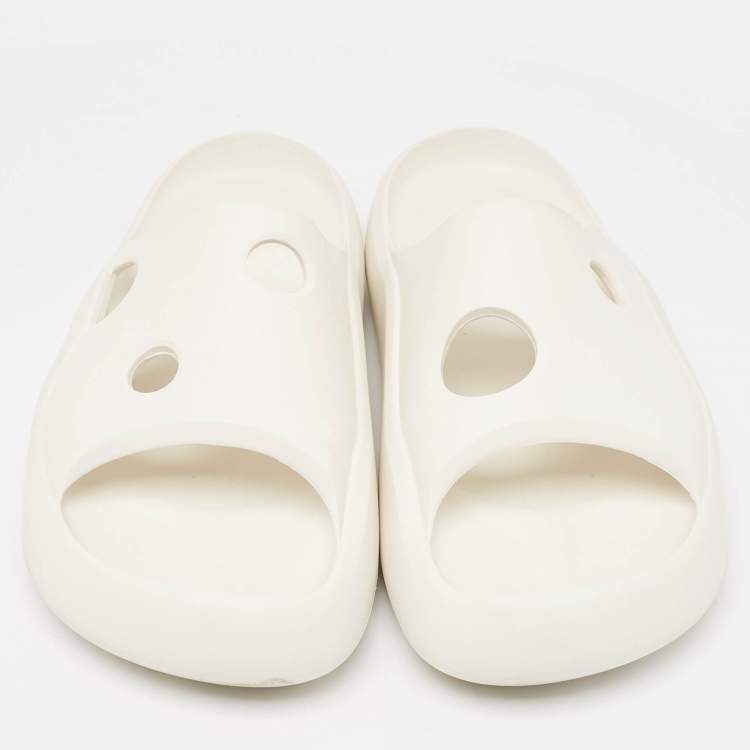 Pre Owned Off-White White Rubber Meteor Pool Slides Size 39