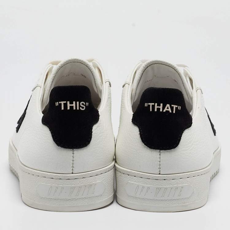 Pre Owned Off-White Grey/White Leather and Suede Low Top Sneakers Size 39