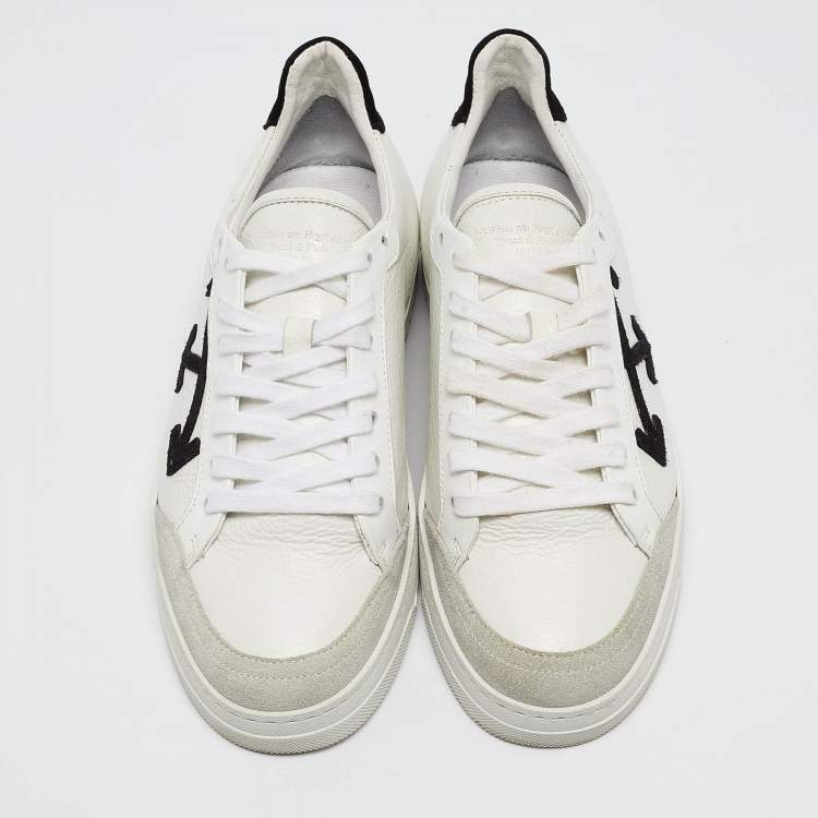 Pre Owned Off-White Grey/White Leather and Suede Low Top Sneakers Size 39