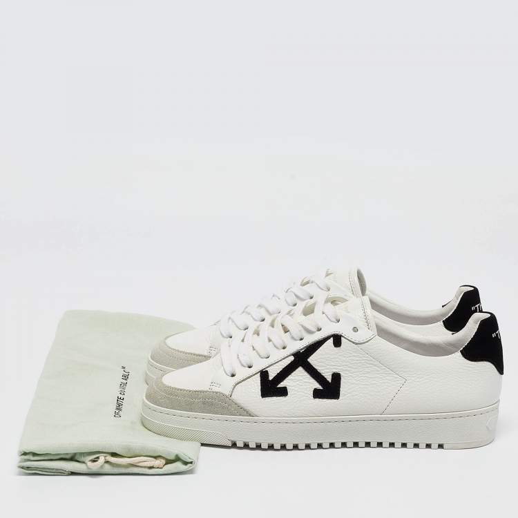 Pre Owned Off-White Grey/White Leather and Suede Low Top Sneakers Size 39