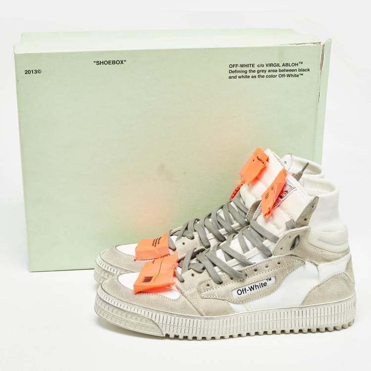 Pre Owned Off-White White/Grey Suede Off Court 3.0 High Top Sneakers Size 42