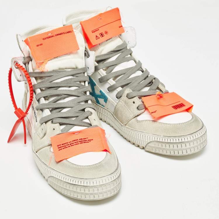 Pre Owned Off-White White/Grey Suede Off Court 3.0 High Top Sneakers Size 42