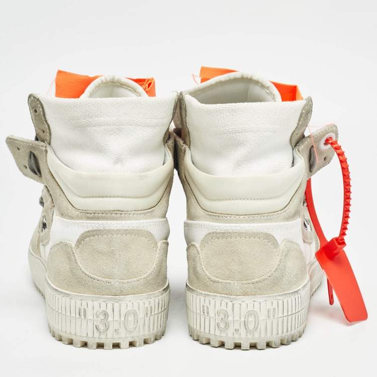 Pre Owned Off-White White/Grey Suede Off Court 3.0 High Top Sneakers Size 42