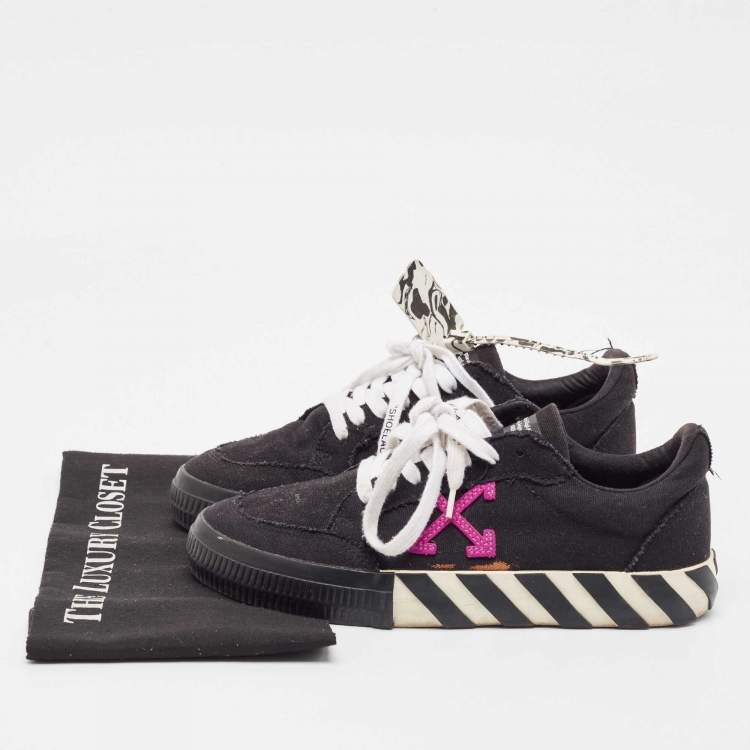 Pre Owned Off-White Black Canvas Vulcanized Low Top Sneakers Size 40