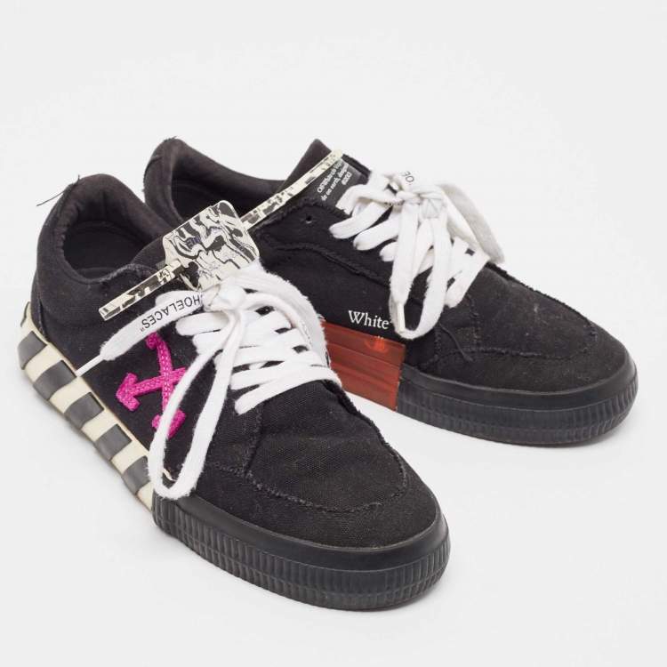 Pre Owned Off-White Black Canvas Vulcanized Low Top Sneakers Size 40