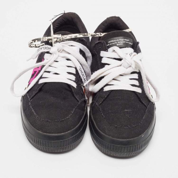 Pre Owned Off-White Black Canvas Vulcanized Low Top Sneakers Size 40