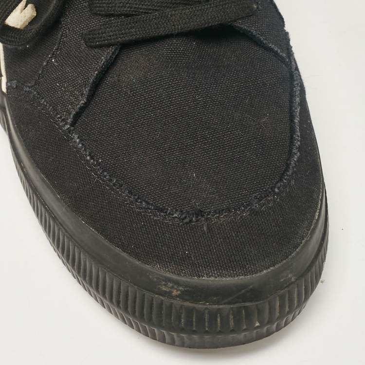 Pre Owned Off-White Black Canvas Vulcanised Lace Up Sneakers Size 47