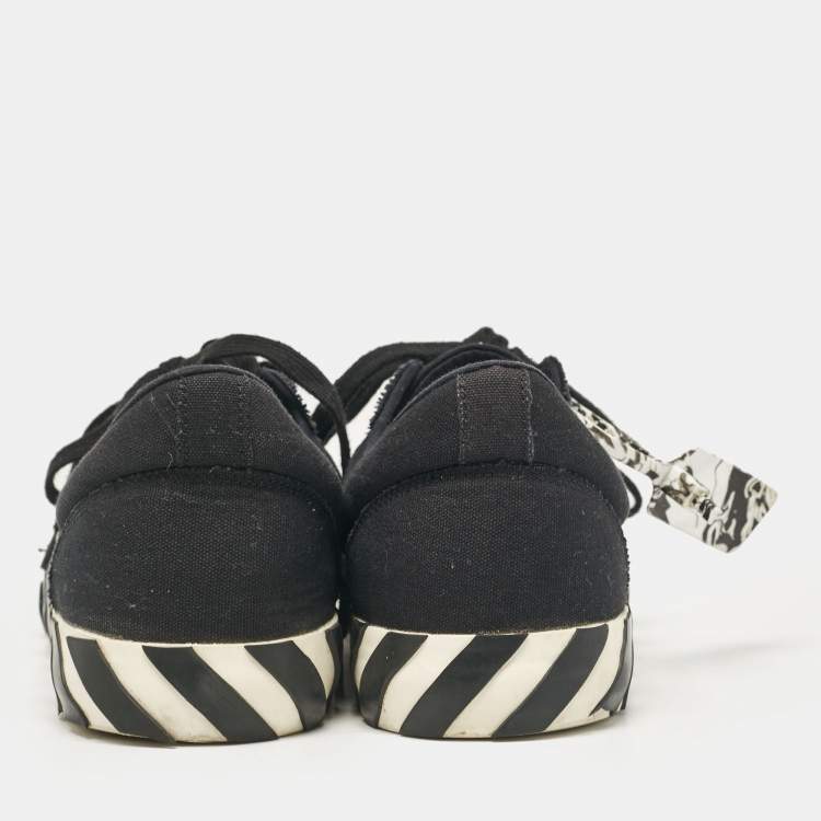 Pre Owned Off-White Black Canvas Vulcanised Lace Up Sneakers Size 47