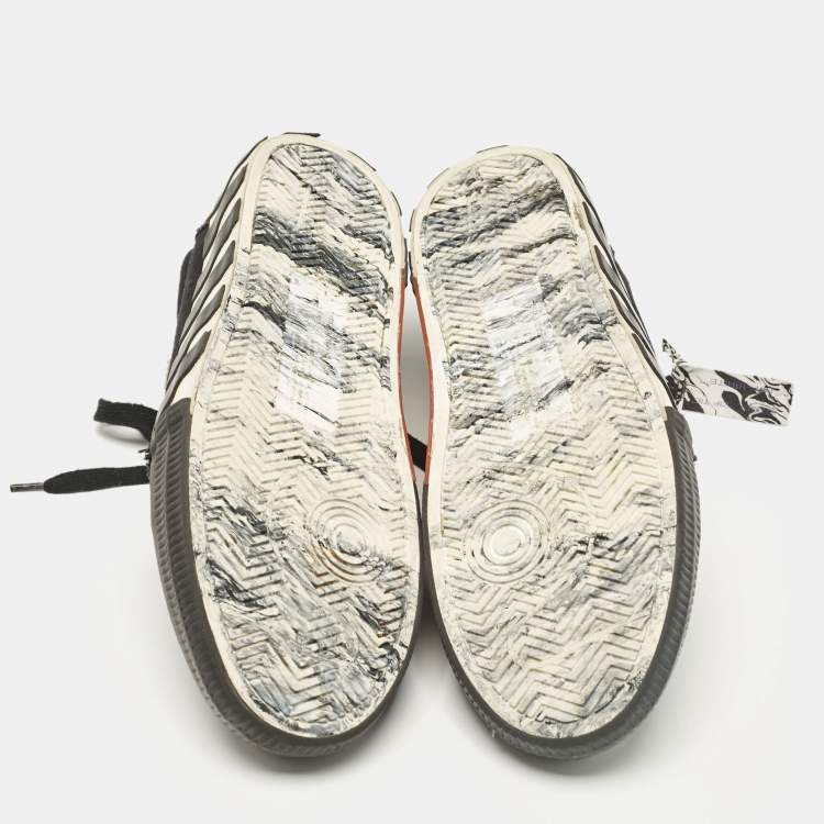 Pre Owned Off-White Black Canvas Vulcanised Lace Up Sneakers Size 47