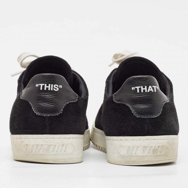 Pre Owned Off-White Black Leather and Suede Vulcanized Sneakers Size 41