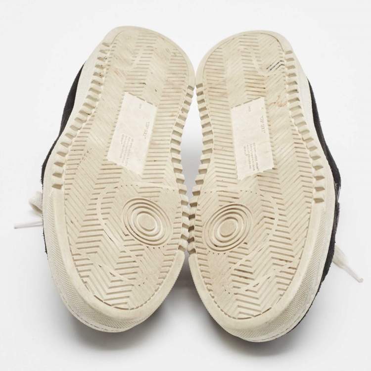 Pre Owned Off-White Black Leather and Suede Vulcanized Sneakers Size 41