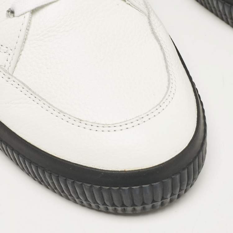 Pre Owned Off-White White/Black Leather Vulcanized Low Top Sneakers Size 41