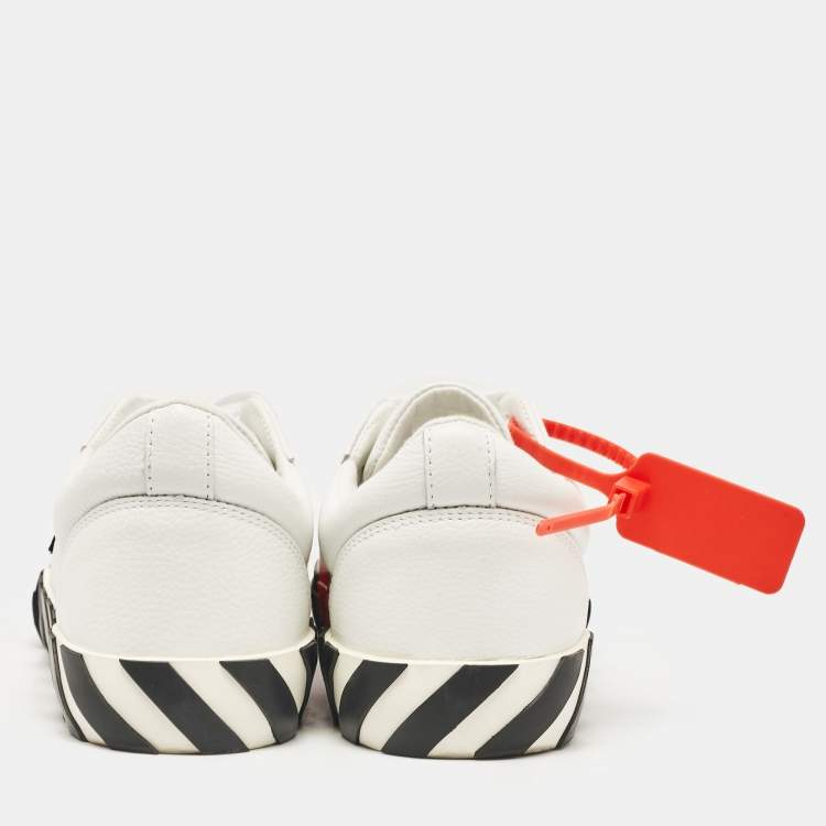 Pre Owned Off-White White/Black Leather Vulcanized Low Top Sneakers Size 41