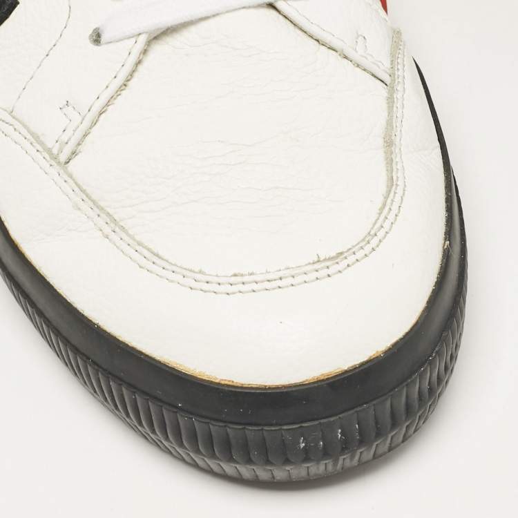 Pre Owned Off-White White Leather Vulcanized Lace Up Sneakers Size 44