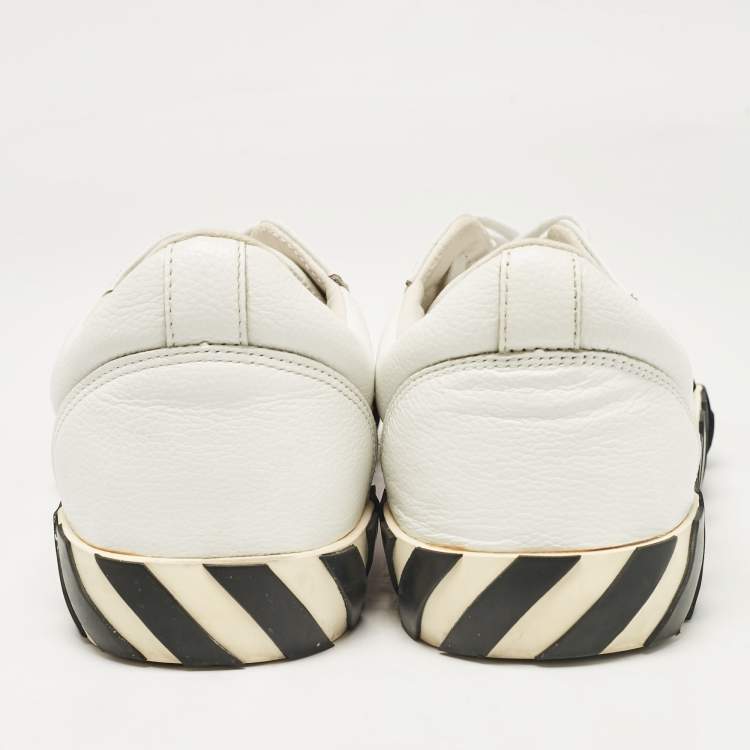 Pre Owned Off-White White Leather Vulcanized Lace Up Sneakers Size 44