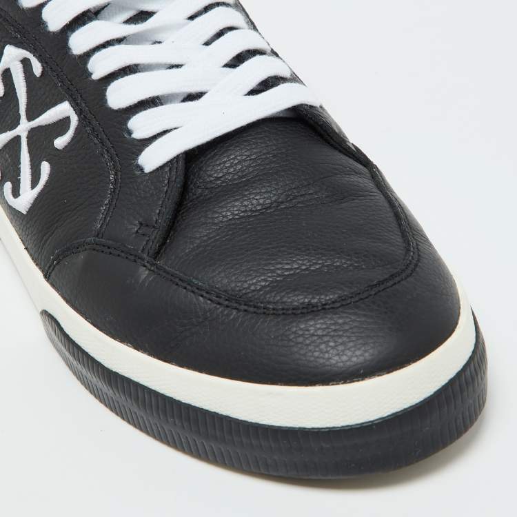 Pre Owned Off-White Black Leather Vulcanized Low Top Sneakers Size 44
