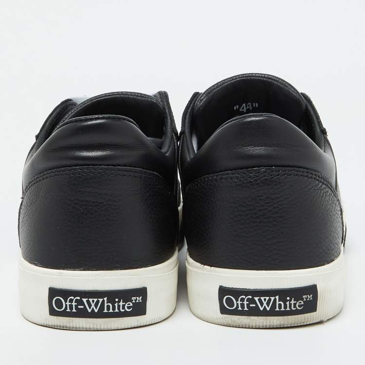 Pre Owned Off-White Black Leather Vulcanized Low Top Sneakers Size 44