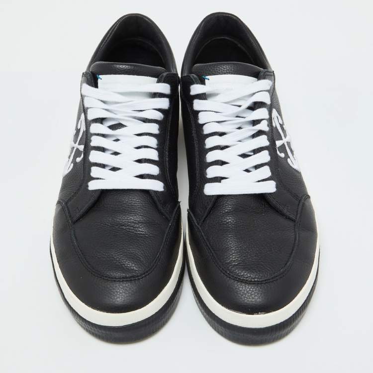 Pre Owned Off-White Black Leather Vulcanized Low Top Sneakers Size 44