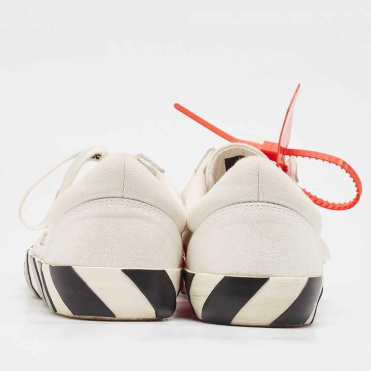 Pre Owned Off-White White Canvas and Suede Vulc Lace Up Sneakers Size 44