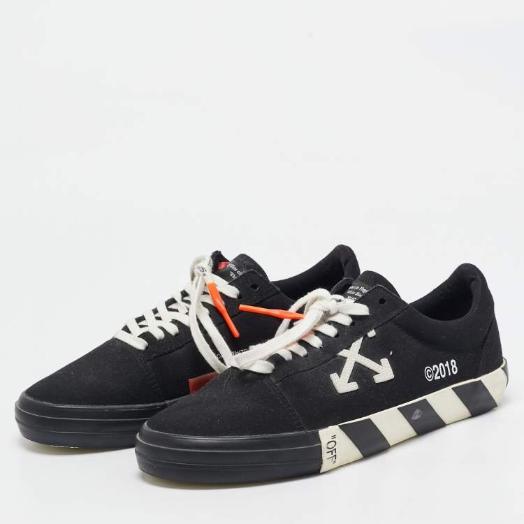 Pre Owned Off-White Black Canvas Vulc Lace Up Sneakers Size 43
