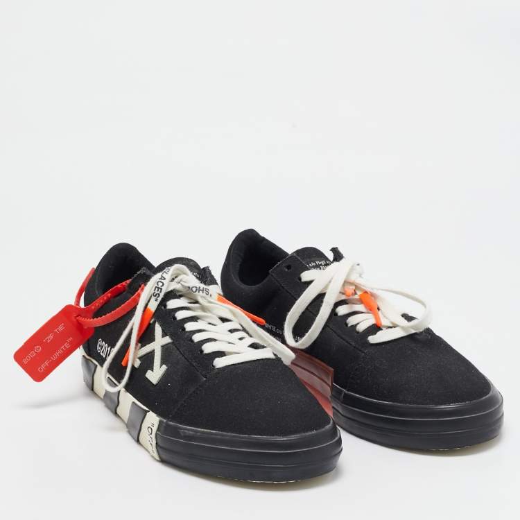 Pre Owned Off-White Black Canvas Vulc Lace Up Sneakers Size 43