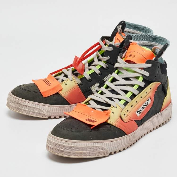 Pre Owned Off-White Multicolor Nubuck Leather Off Court High Top Sneakers Size 44