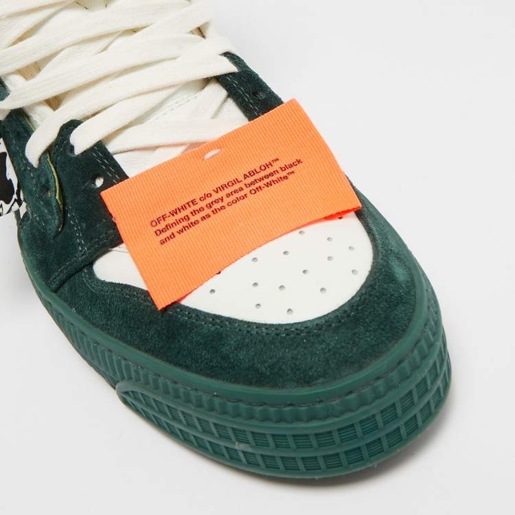 Pre Owned Off-White Green Leather and Suede Court 3.0 High Top Sneakers Size 43